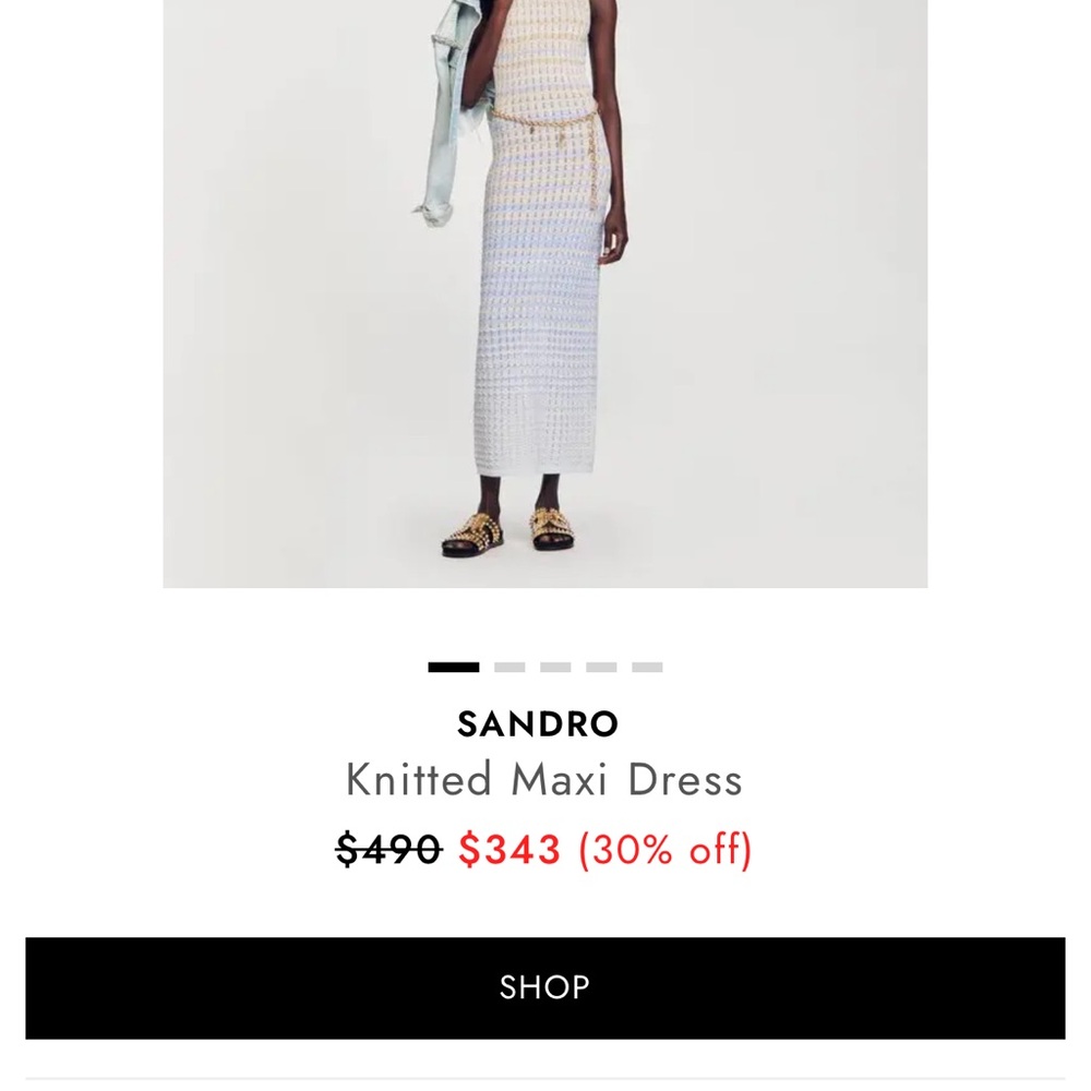 Sandro Cream and Blue Knitted Maxi Dress